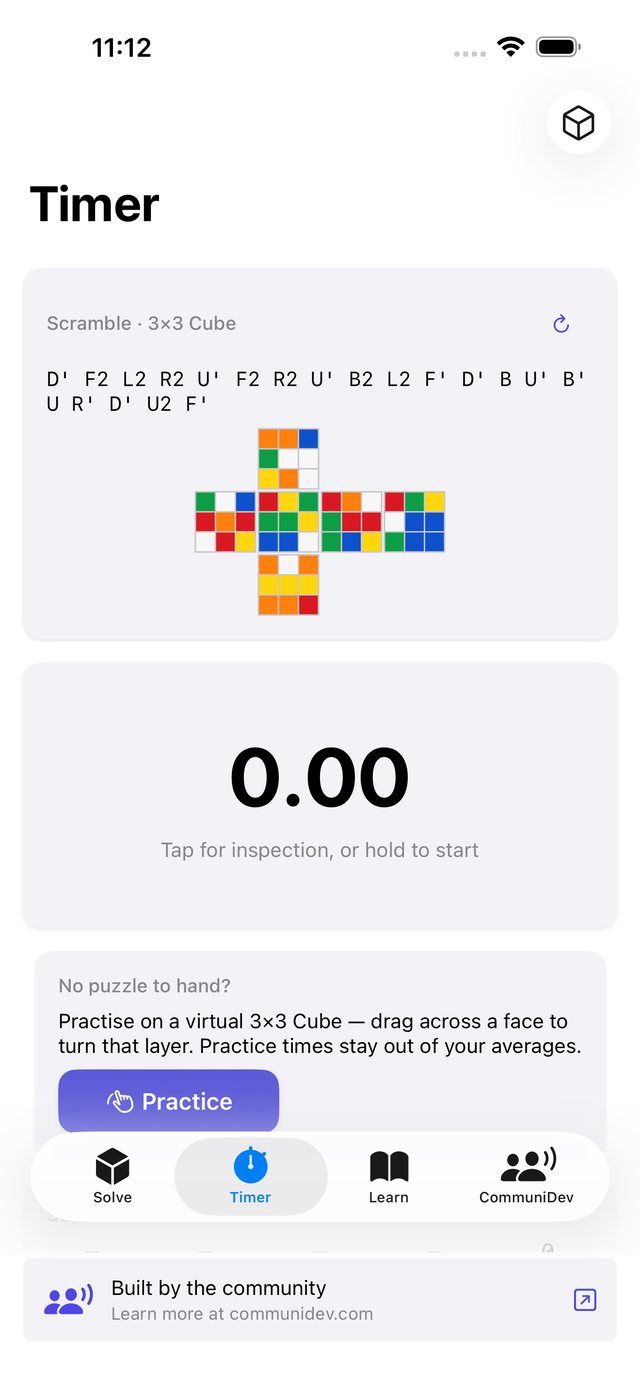 CommuniCube timer with a 3x3 scramble