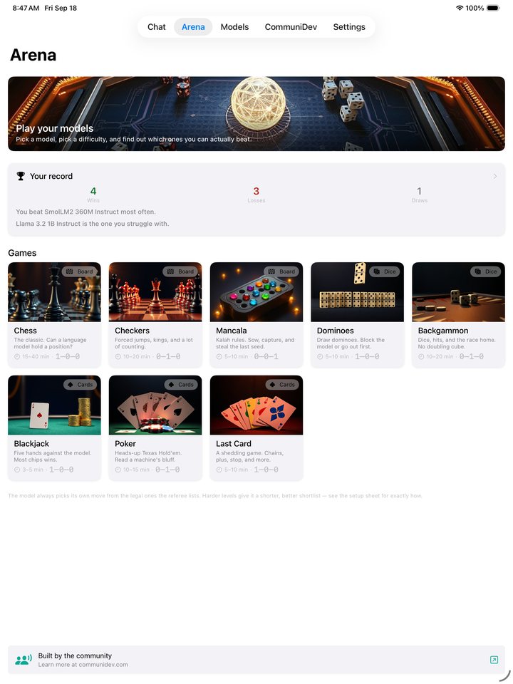 CommuniLLM Arena on iPad